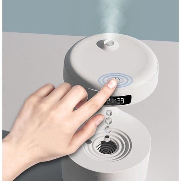 Anti-tyngdekraft luftdiffuser med LED-urdisplay - Ultralyd vanddråbe luftdiffuser - Aromadiffuser