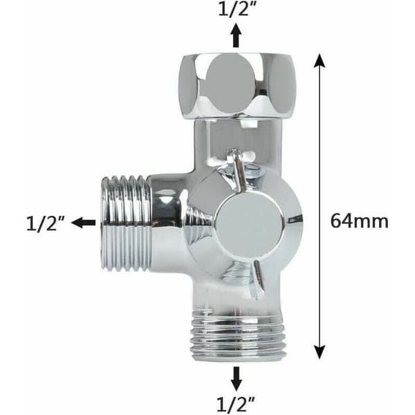 Trevejs manifold - Bruseventilafbryder - Massiv messing - Poleret forkromet