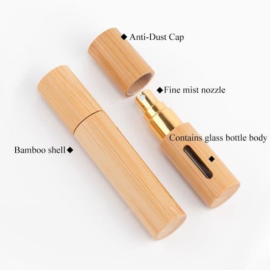 2 stycken - tomma sprayflaskor i bambu - mini parfymflaskor - doftflaskor - med glasinsida - för smink, lotioner och parfymer - 97×19.5mm