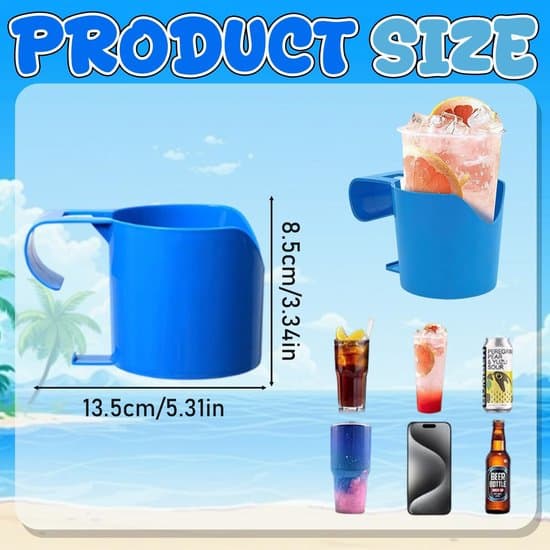 - Pool Drinkholder Sæt - 4-delt Sæt - Holdbart Plastmateriale - Kopholder til Poolkanter - Pooltilbehør - Inden for Rækkevidde