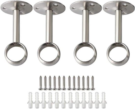 4-pack silver rostfritt stål 25 mm runda takgardinstångsfästen