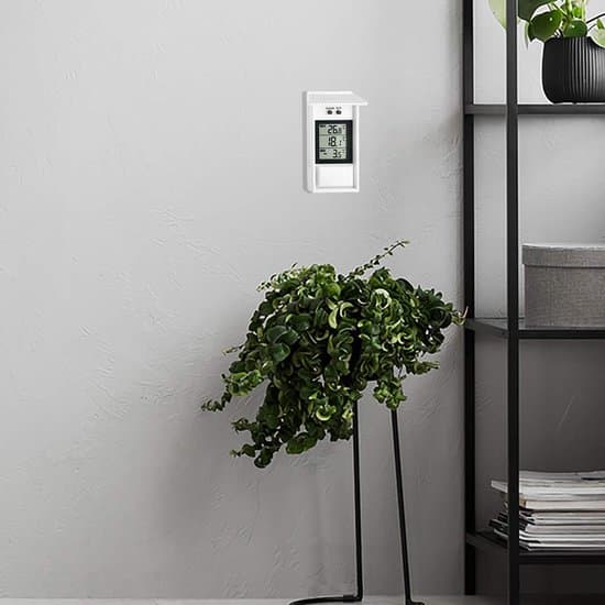 Vattentät och dammtät digital max/min inomhus-/utomhustemperatursensor, vit