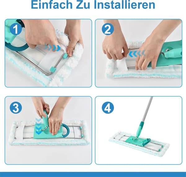 4-pack mikrofibergolvmoppbytesöverdrag för Leifheit Profi XL