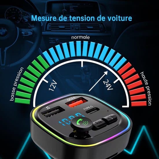 5x5x7.5cm Bluetooth 5.3 FM-autolähetin - Musta