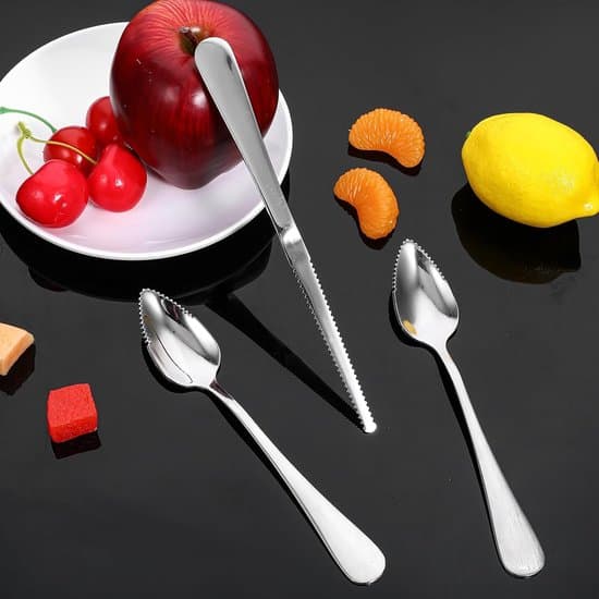 Grapefrugtske og Grapefrugtkniv Sæt - 3 Dele - Rustfrit Stål