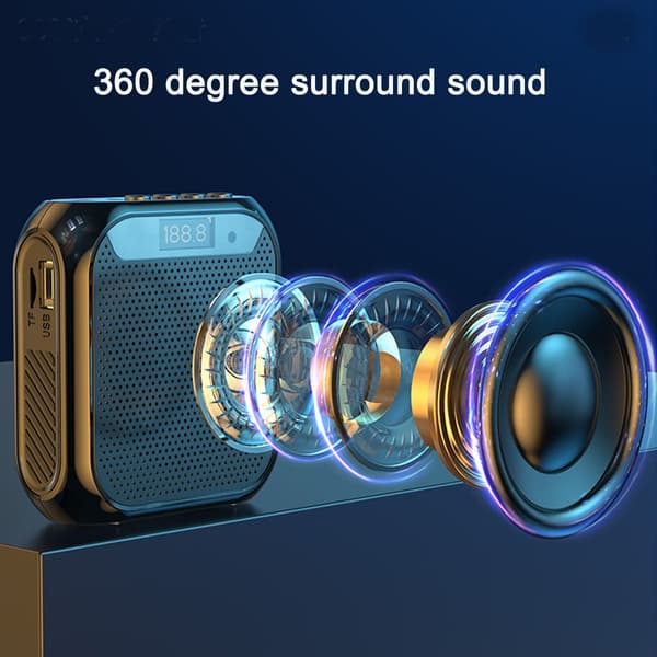 Trådlös Bluetooth-röstförstärkare, bärbar, lämplig för undervisningsföreläsningar, stöder TF-kort digital display, tydlig och pålitlig.
