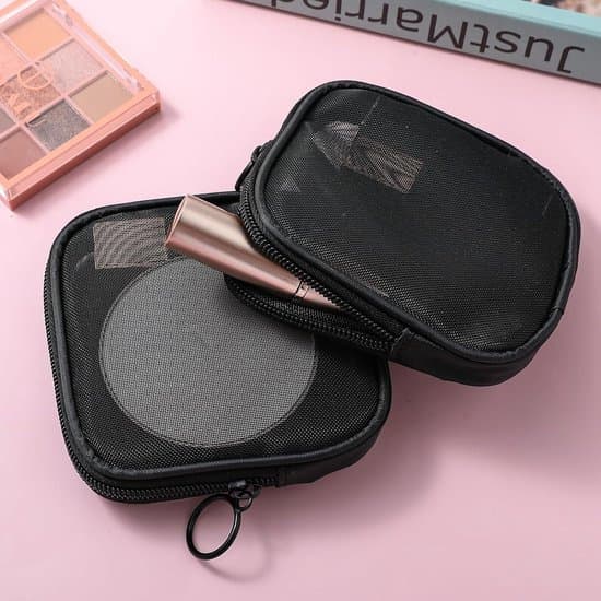 Plus - Mesh makeuptaske til rejser og hjemmebrug - Sæt med 2 - Sort