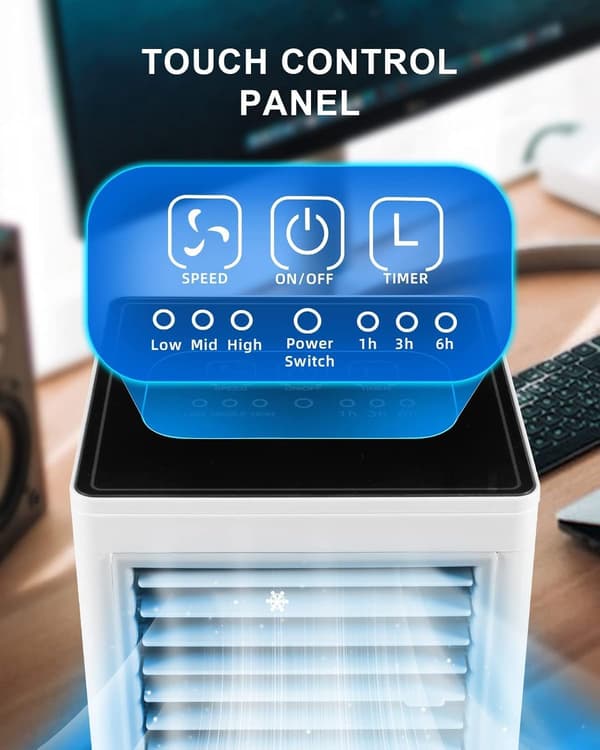 Stille 3-trins USB Desktop Fordampende Luftkøler Ventilator med Timer
