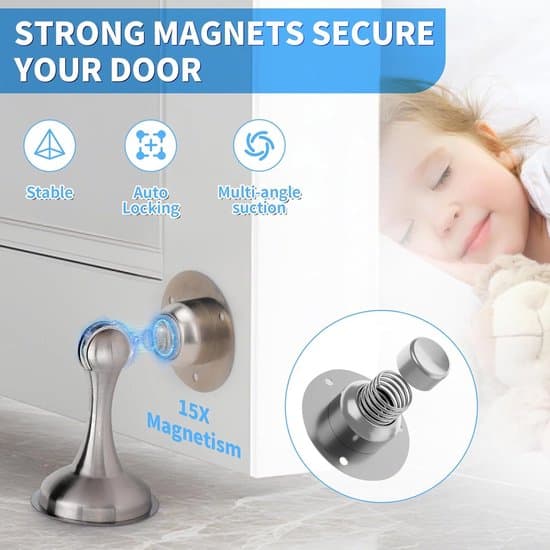 Magnetisk dørstopper 2 stk. - Dørholder i rustfrit stål med stærk magnet