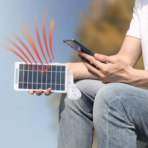 Solcelleoplader, 2W solpanel, 5V USB-stabilisatorstativ, soladapter til mobiltelefoner (til telefonbrug).