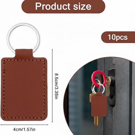 Nyckelring -PU-läder -Nyckelbricka -Tom -Graverbar -DIY -Rektangulär -Present -10 stycken -Brun