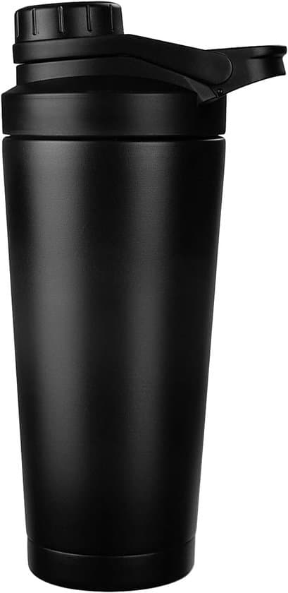 Proteiinisekoitinpullo - 750 ml - Ruostumaton teräs - Musta