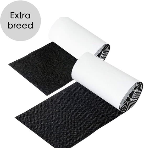 Velcro - Ekstra Bred - 1 Meter - 10 Centimeter Bred - Sort
