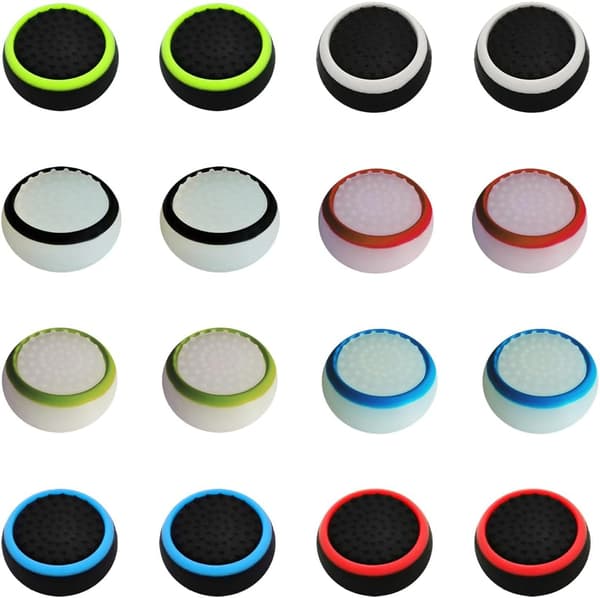 16-delt sæt med PS4/PS5 joystick-covers, joystick-kapper, aim assist-greb og controllertilbehør