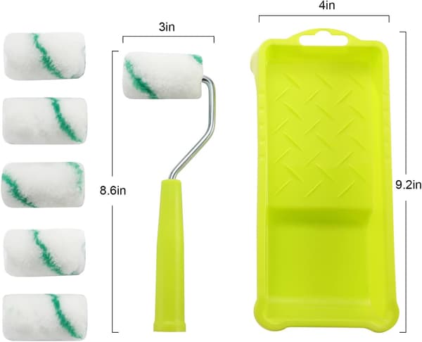 8-pack 2-tums mini-målarrollerset, högdensitetstygrollers med ram och tråg för DIY-stencilprojekt