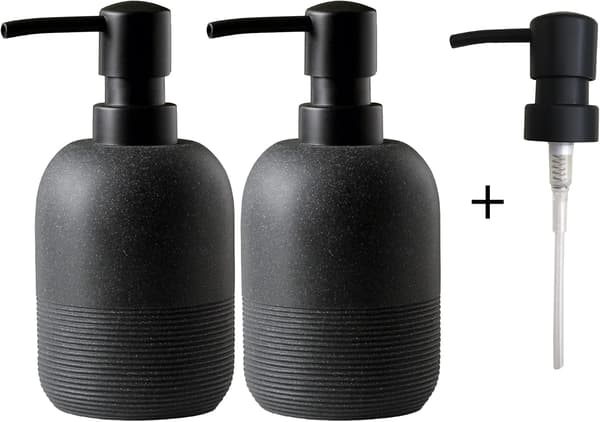 2-delt sort sæbedispenser sæt håndsæbe lotion dispenser til badeværelse elegant indretning køkkenvask