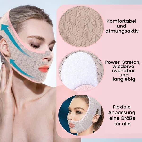 2-pack ansiktslyftmask/sovbandage, hakåtdragande bandage, V-linjemask