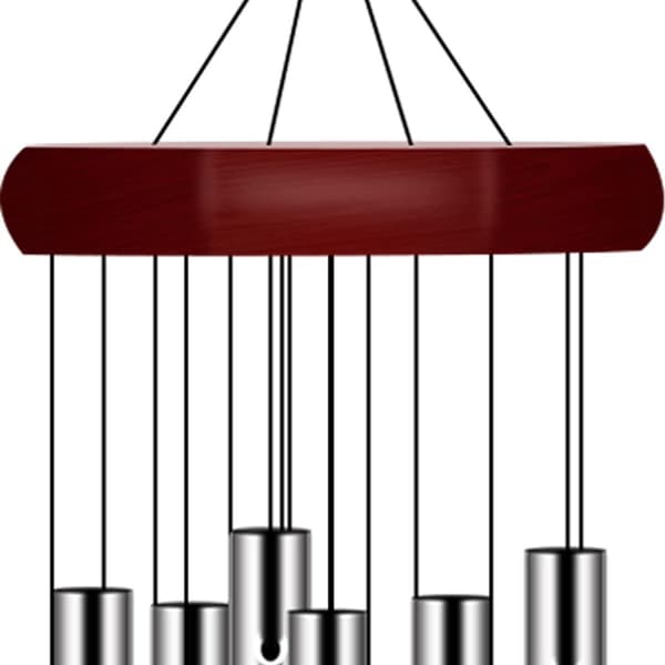 63. Udendørs mindevindklokke, dyb tone tilpasset, 6 lydrør til have/terrasse.