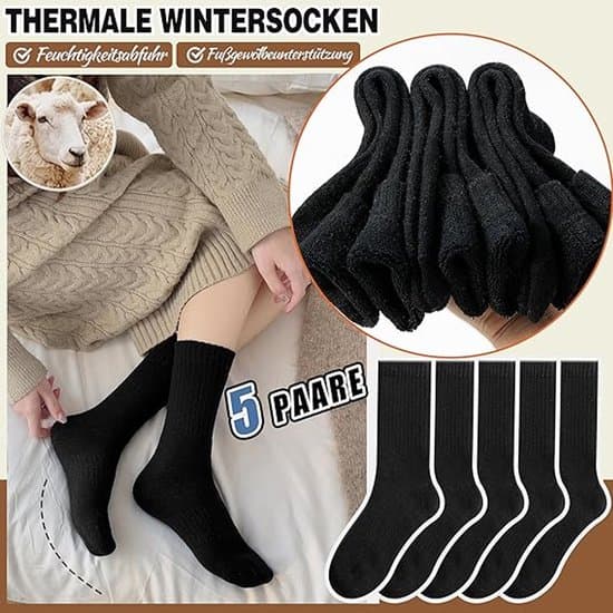 Extra strumpor - fleecefoder - extra värme - unisex - 5-pack - en storlek passar alla - svart
