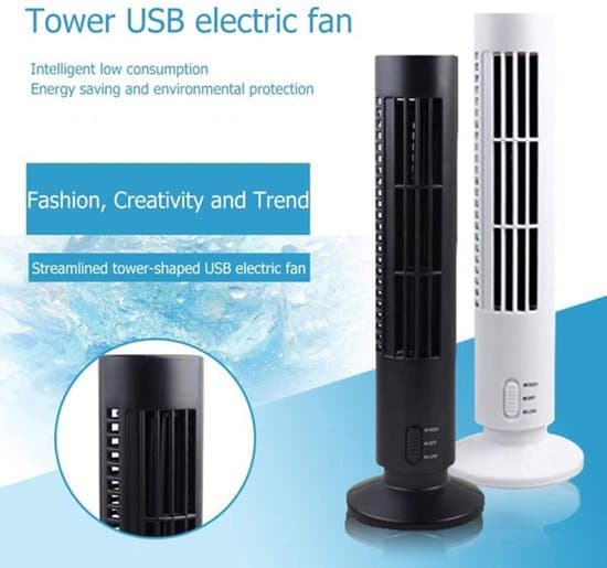 Bærbar luftkøler - Mini køletårnventilator - Stille drift - Sort - Personlig køling - USB skrivebordsluftkøler - Velegnet ...