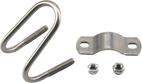 Fire rustfri stålslangeklemmer, M6 x 32 x 32 mm.