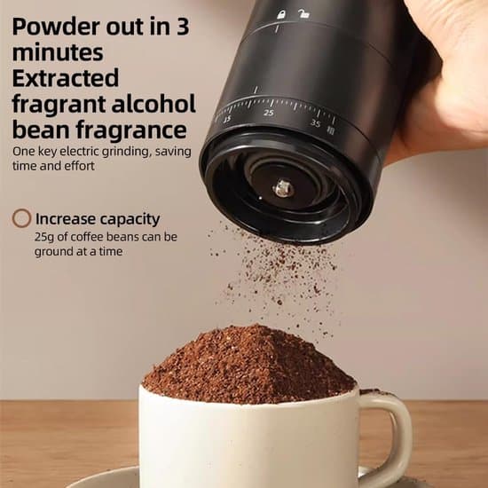 Genopladelig Mini Elektrisk Kaffekværn - 38 Indstillinger - Sort