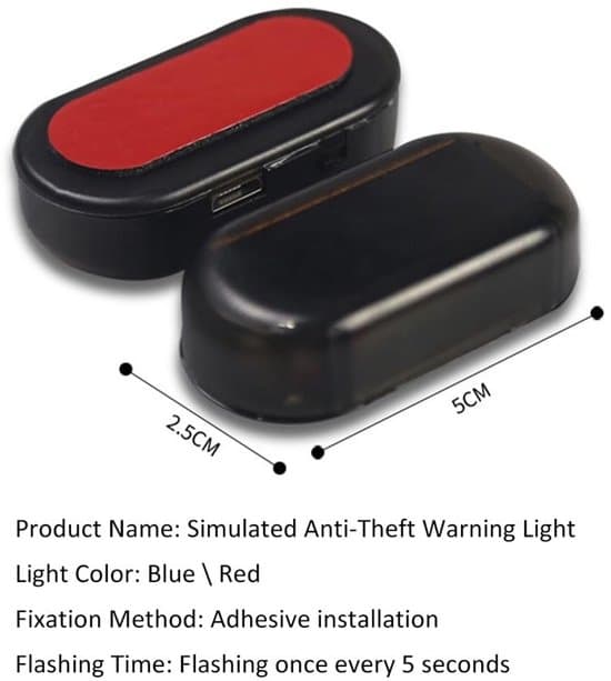 Solenergi Bilalarmsystem med Blinkende Lys 2 Stykker