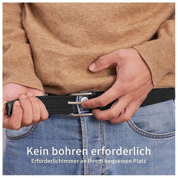 Unisex elastisk flettet bælte - sort