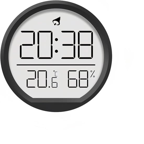 Digital klocka med LCD-termometer och kalender - Svart
