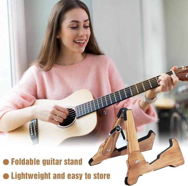 Gitarrställ, Instrumentställ, Mattställ, Akustiskt Gitarrställ, Tillbehör för Akustisk, Elektrisk & Bas (Brun)