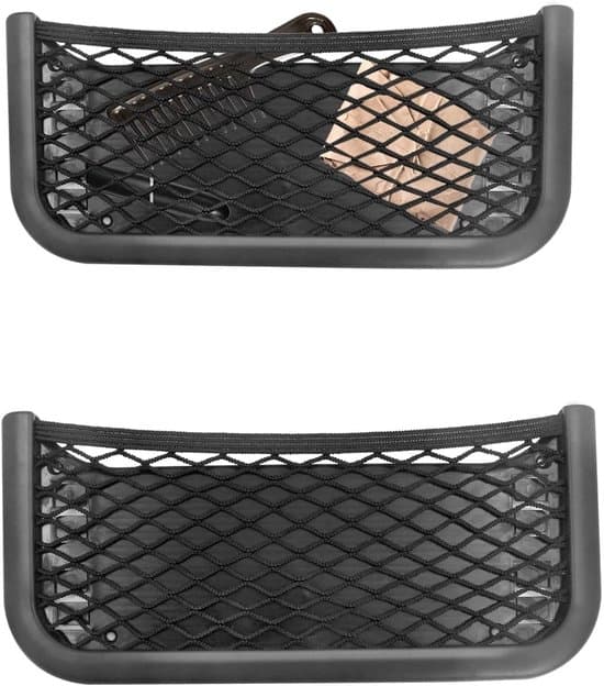 2-delat bil-/husbilsförvaringsnät - Elastiskt med plastram - 20x8cm - Svart