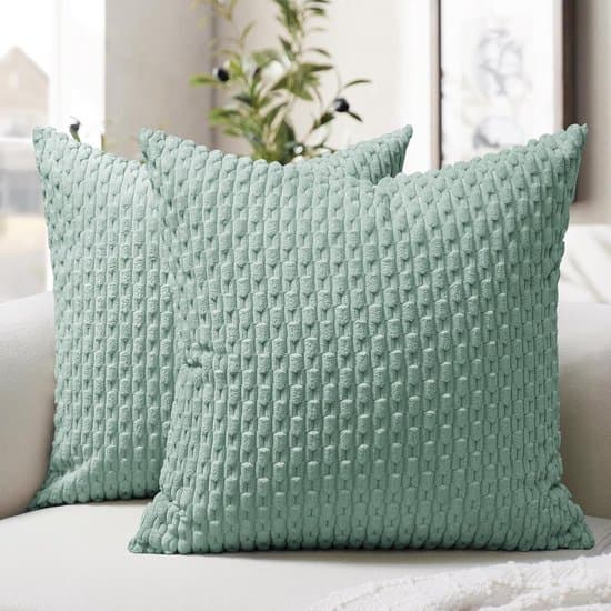 2 stk. mintgrønne 40x40 cm fluffy bløde boho fløjls forårspudebetræk sæt