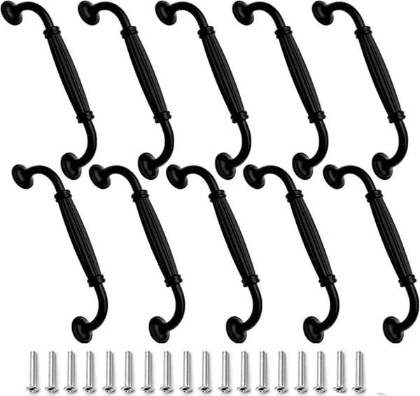 Møbelgreb, 10-pak, skuffe-/dørgreb, aluminiumslegering, 128 mm, sort.