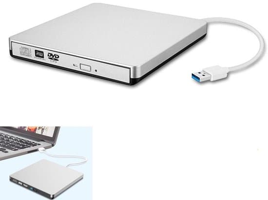 Extern CD-enhet för bärbara datorer, extern DVD-enhet för Mac och MacBook, extern DVD-brännare för PC och Apple Windows-datorer med Type-C-adapter.