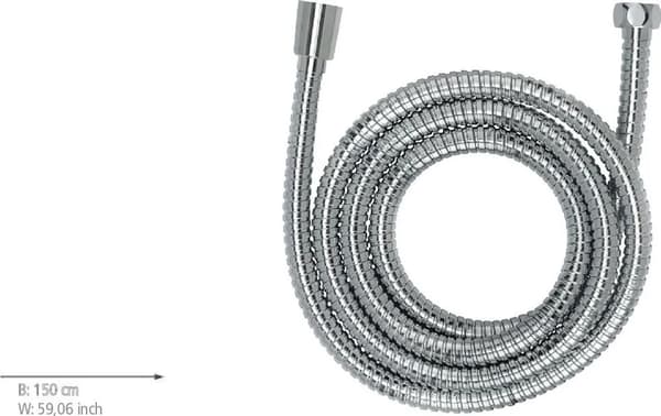 Duschslang, rostfritt stål, silver, 150 cm