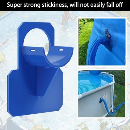 4 blå knækfrie plastik poolslangeholdere (30-37 mm)