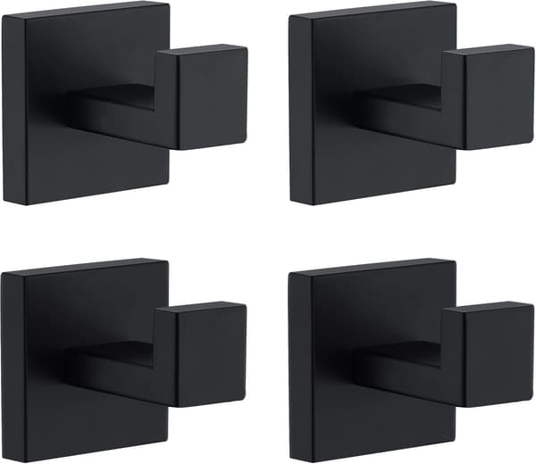 Badrumshanddukskrokar - väggmonterade - 4-pack - svart
