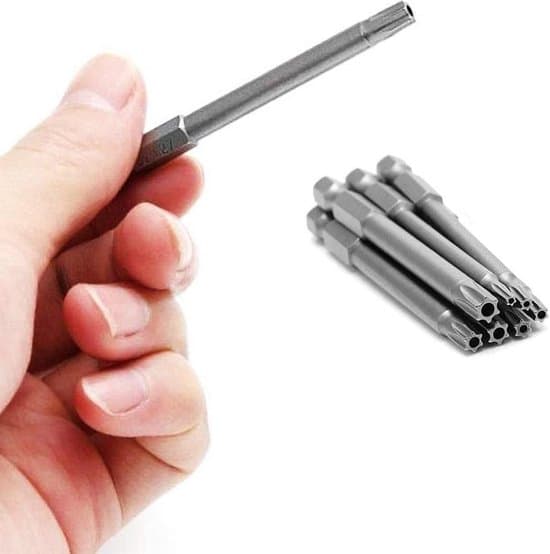 11-dele skruetrækkerbitsæt, Torx, S2 stål, 100 mm