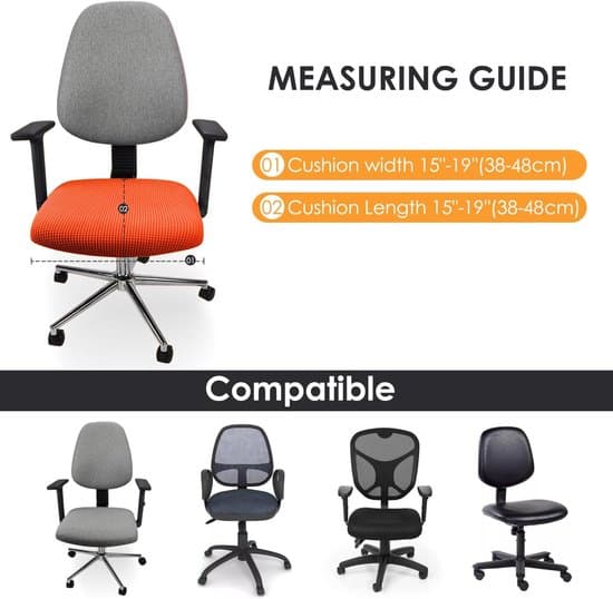 2-pack orange elastiskt halkfritt överdrag för kontors- och fåtöljer
