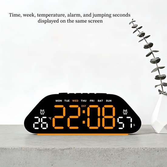 6. LED Digitalt Vækkeur, Temp/Dato Display, Timer, Nedtælling, Omgivende Lys Elektronisk Ur.