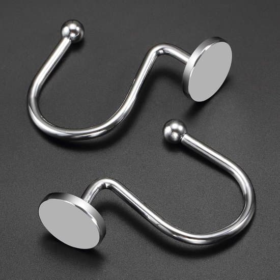 12-pack duschdraperikrokar – Silver – Metall – Rostfritt stål – S-formade – Smidig glidning