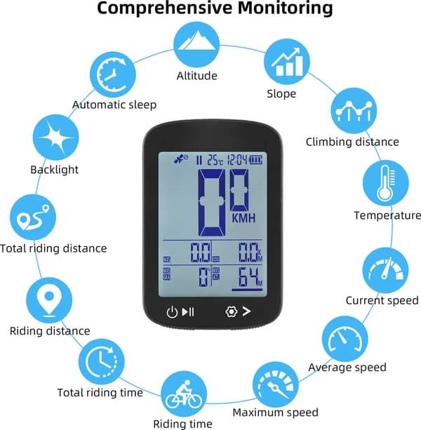 Trådlös GPS-cykeldator med HD-skärm, som stöder GPS, Beidou och multi-satellitnavigering
