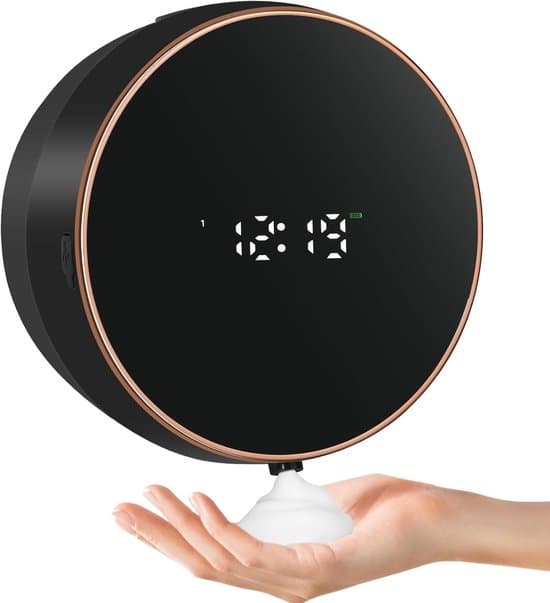 Sæbedispenser, sort, 1 stk., automatisk vægmontering, skumsæbedispenser, elektrisk sæbedispenser, kontaktfri vægmontering, sensor, skumsæbe