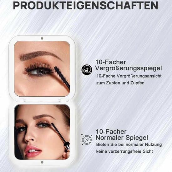 30x forstørrende makeupspejl - sort, foldbart, dobbeltsidet