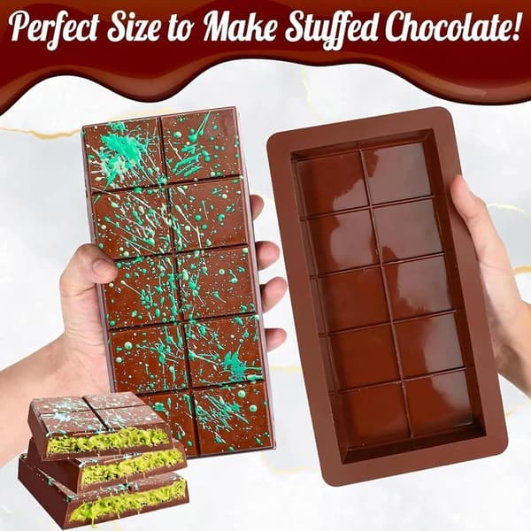 Silikone chokoladeforme, mørk chokoladebarforme, 2-pak. Ekstra mørke chokoladeforme.