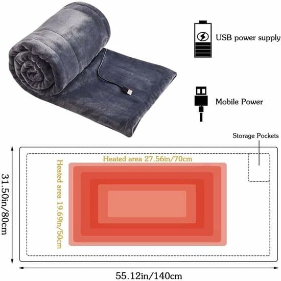 USB Elektrisk Varmetæppe - 140x80 cm - Flanel - Grå