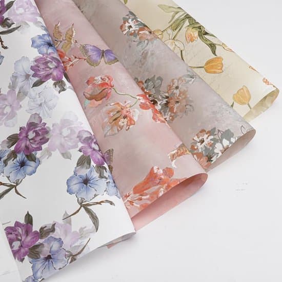 10 ark presenter, blommor, presentförpackning omslagspapper, vattentätt tryckt blommor, presentpapper (grå)