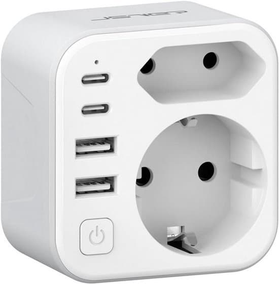 Rejseadapter med USB-C- og USB-A-porte til Australien og Kina