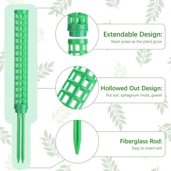 Växtstöd - Mosskolonn växtstöd för Monstera och Pothos (4-pack) - Grön
