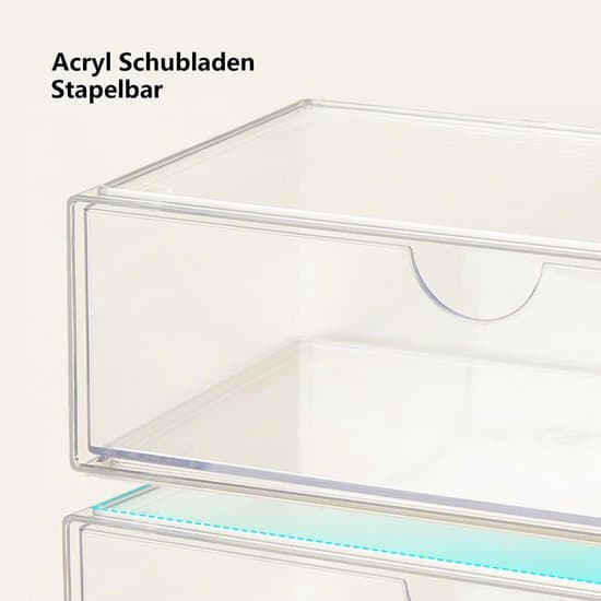 Kosmetiske opbevaringsbokse, 2-delt sæt, akrylskuffer, stabelbare